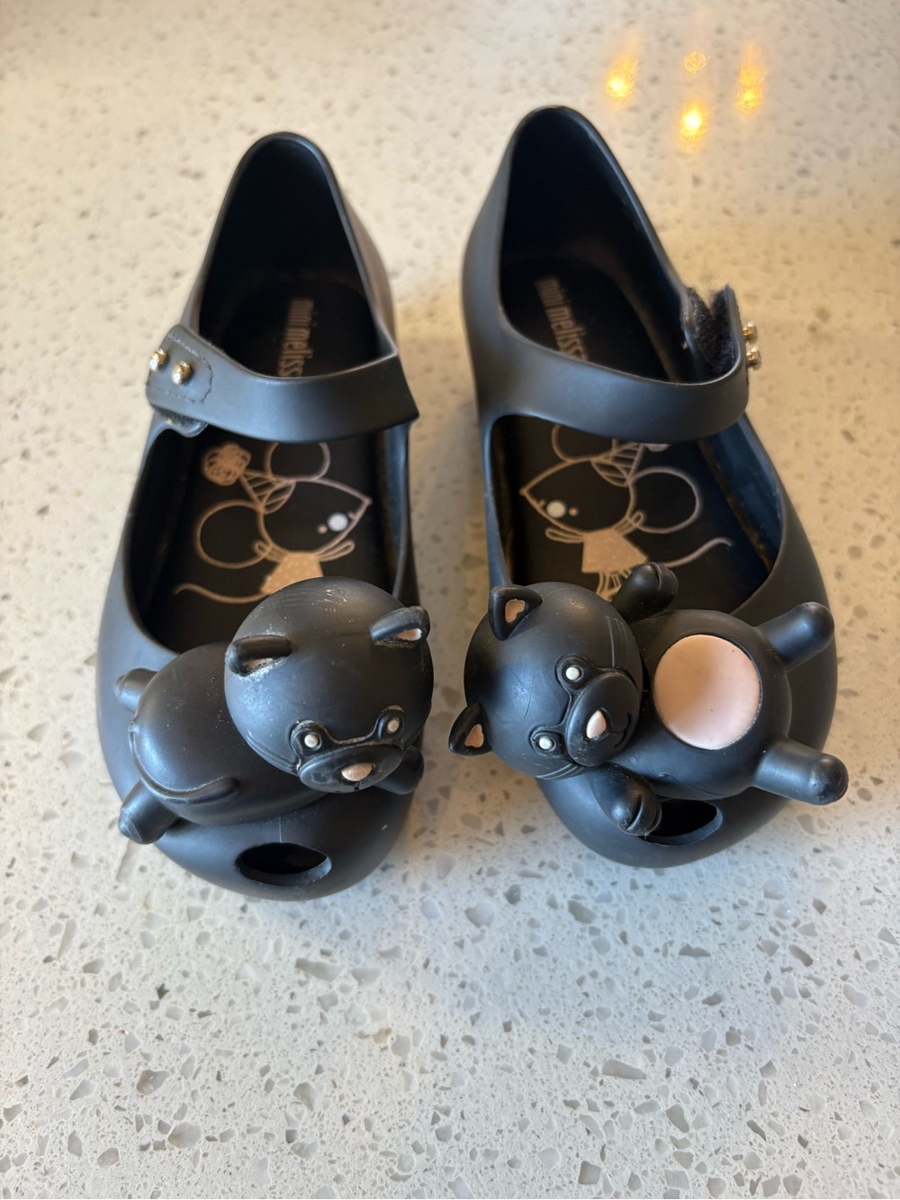 Mini Melissa Black Girls' Mary Jane Jelly Shoes with Bear Size 10